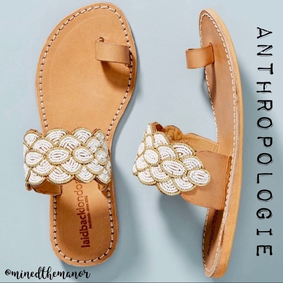 Anthropologie Shoes - Laidback London Beaded Strap Slide Sandals Size 39